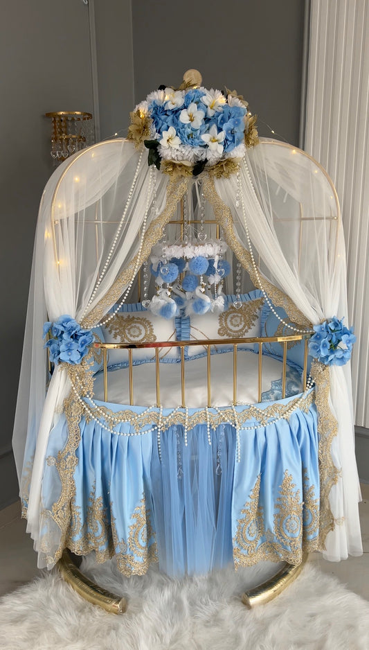 Pătuț Balansoar Angelic Blue Gold