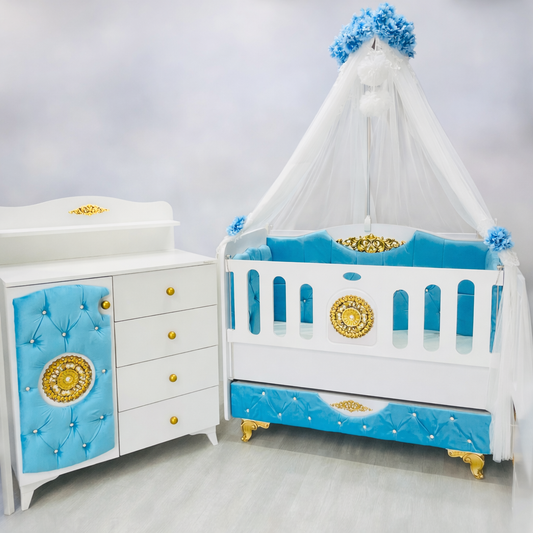 Set Mobilier Bebeluș Bleu Royal Gold