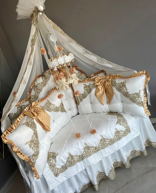 Set Lenjerie Bebe White & Gold Soft