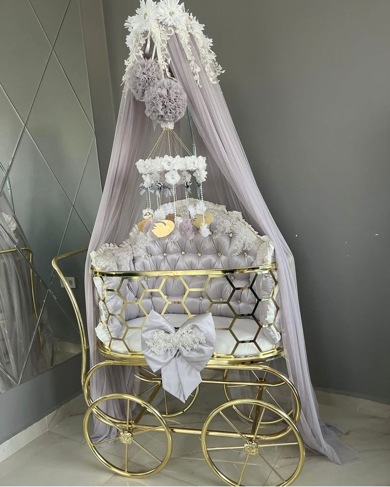 Pătuț Bebe Gri Fagure