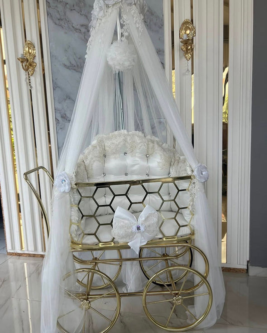 Pătuț Cărucior Fagure White Gold
