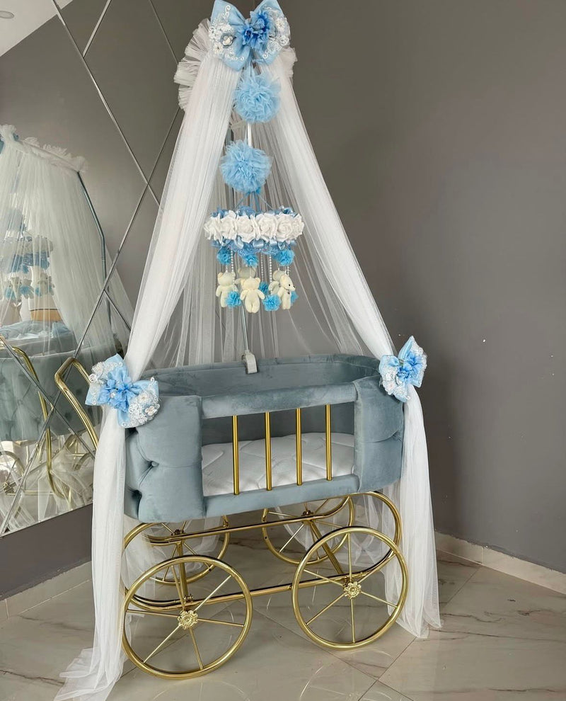 Pătuț Bebeluș Tip Cărucior Bleu Elegant Gold