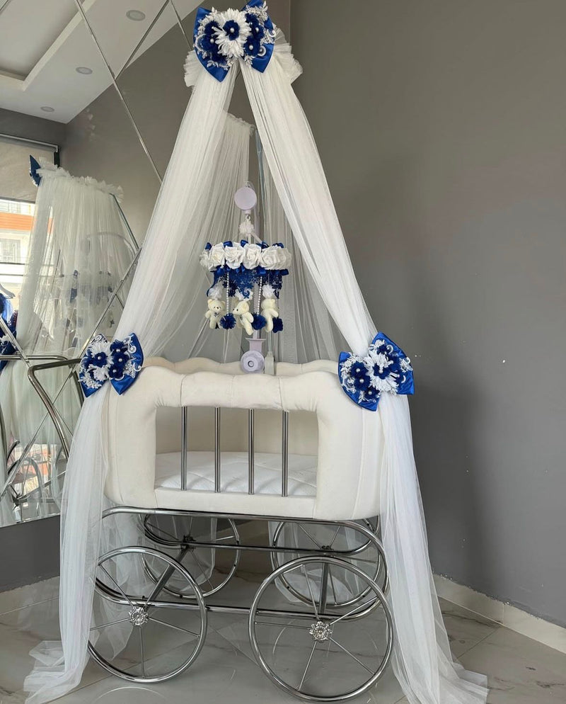 Pătuț Tip Cărucior Ivory Blue Elegance