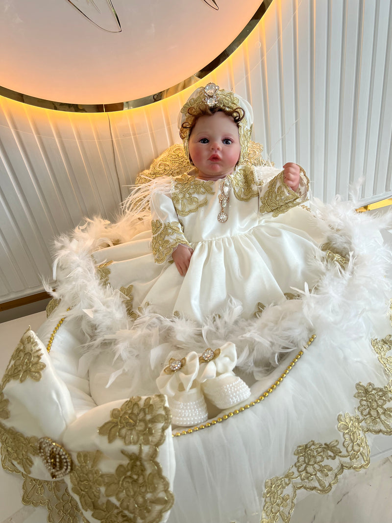 Coș Nou-Născut White & Gold Girl