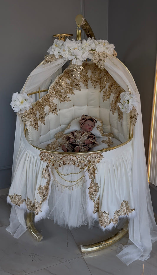 Pătuț Tip Balansoar Alb Royal Gold