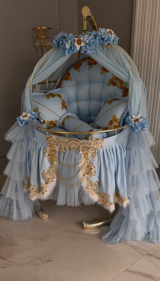Pătuț Tip Balansoar Bleu Angelic Gold
