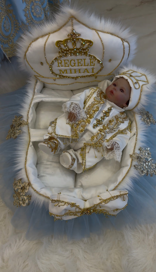 Coș Nou-Născut White & Gold