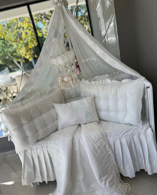 Lenjerie Pătuț Alb Elegant Lace