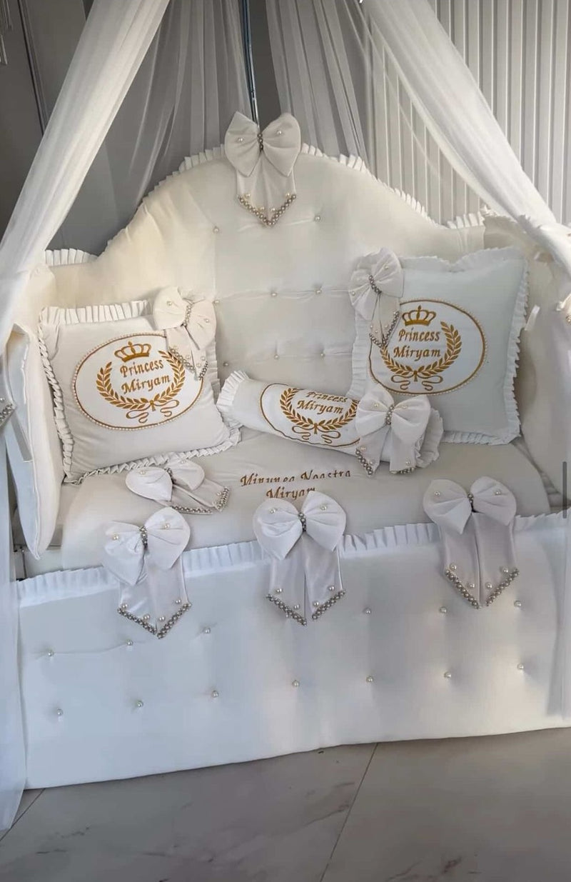 Set Lenjerie Pătuț White Princess Gold