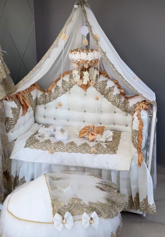 Set Lenjerie Pătuț & Bebe Royal Ivory Gold
