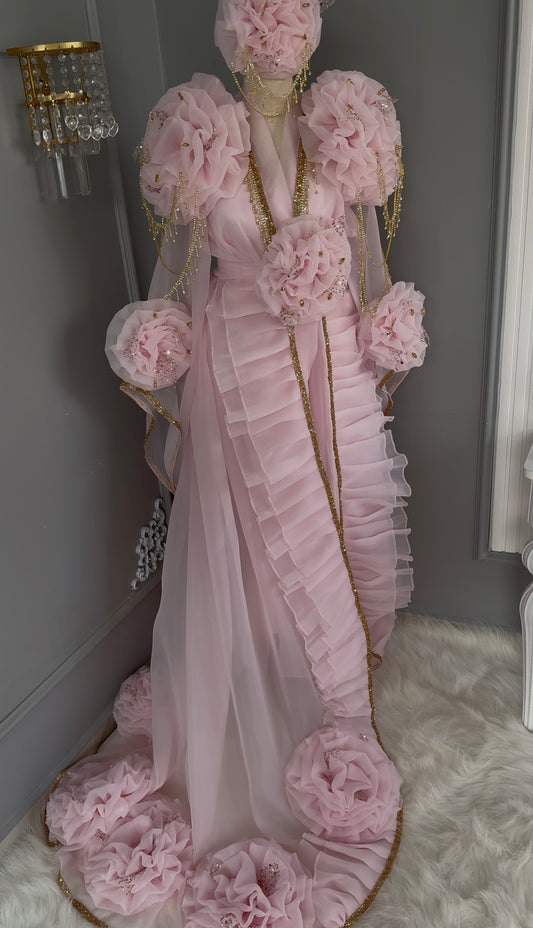 Rochie Roz Royal Blossom Gold